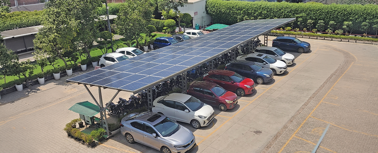 Solar carport at ATGL’s Faridabad office